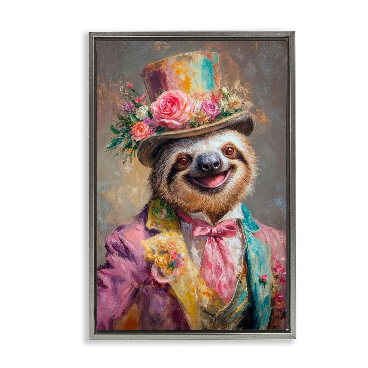 Stupell Industries Victorian Sloth Portrait Floating Frame, design by Wumples